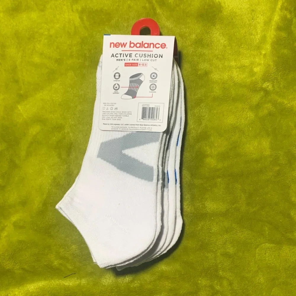 NWT New Balance Active Cushion Men's Low Cut Socks 6 pairs